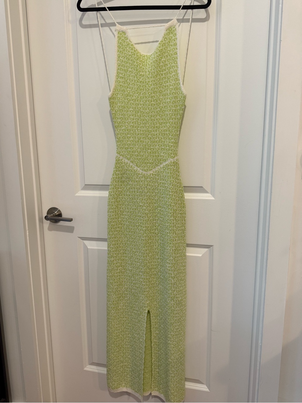 Free People Beach Lime Green Knit Low Tie Back Dress With Front Slit Size Small